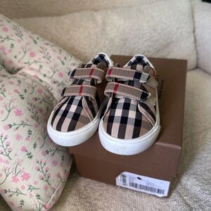Burberry Kids' Beige and Black Check Sneakers
